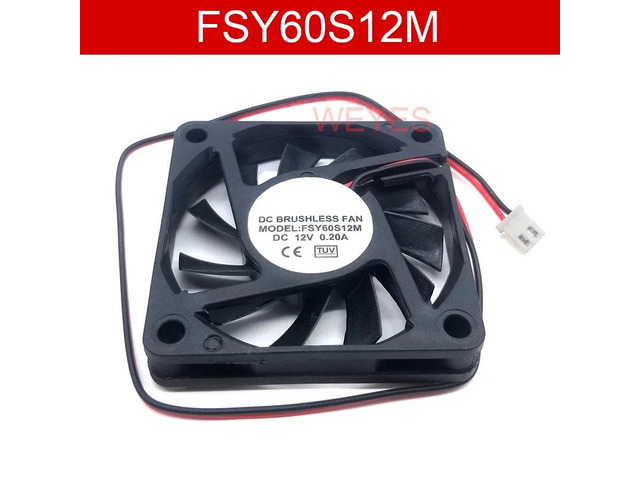 A DC12V 0.2A server cooling fan for the FSY60S12M server, measuring 60x60x10mm, with 2 pins.