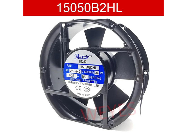 For use with the 15050B2HL AC axial cooling fan and 15050B1HL heatsink, 110V AC, 0.22/0.21A, 34W, 2800RPM, 172*150*50mm, 2 wires.