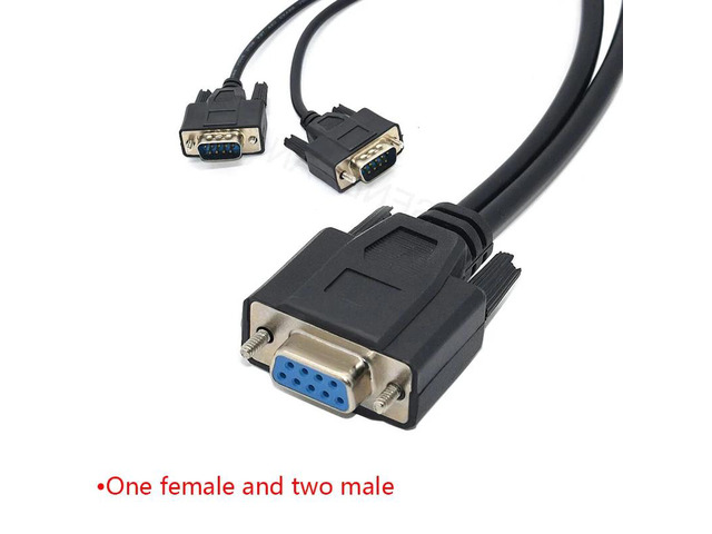 Male to female splitter connection, COM 2-in-1, DB9 9-pin 1 to 2, RS232 display serial port cable, suitable for POS data cables (Type 2).