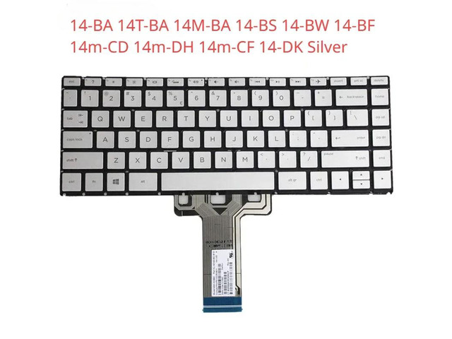 Backlit US keyboard for Pavilion X360 14-BA, 14T-BA, 14M-BA, 14-BS, 14-BW, 14-BF, 14m-CD, 14m-DH, 14m-CF, 14-DK, silver