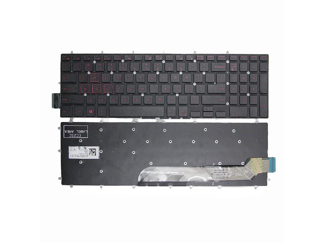 Keyboard (red, no backlight) for US-spec laptops compatible with Inspiron G3 15 3579 3779, G5 15 5587, and G7 15 7588.