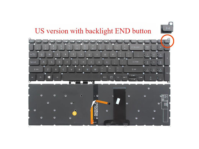 US-style laptop keyboard (END with backlight) for Spin 5 SP515-51/SP515-51N/SP515-51GN NP515-51 N17W1