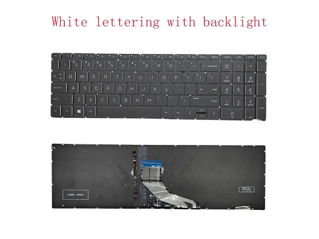 Replacement backlit keyboard L20333-001 AM28B000300 TPN-C133 (white with backlight) for 15-cx, 16-a, 15-dk, 15-ec, and 17-cd series laptops.