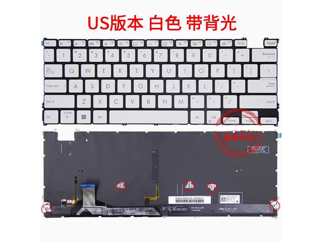 US-style keyboard backlight (white with 5 screws) for Zenbook Lingyao 14 UX3402Z UM3402 S13 X13 UM5302T Q409ZA UM5302LA UM5302TA UX3402V laptops.