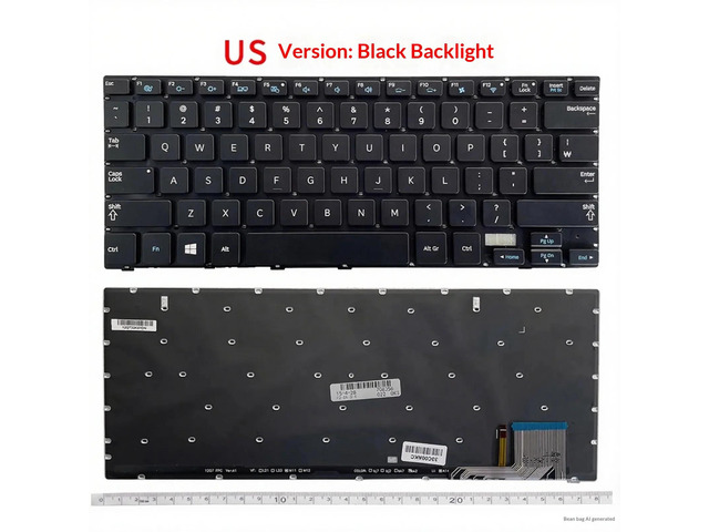 US-style keyboard backlight (black backlight, US style) for 730U3E, NP740U3E, 740U3E, NP730U3E, NP730U4, and NP730QAA-K01 laptops.