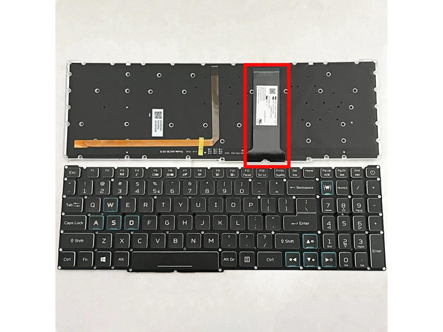 US version keyboard (coarse blue wire) suitable for laptops of models 300, PH315-52, PH317-53, PH317-54, N20C3, N18I2, PH517, PT315, and...