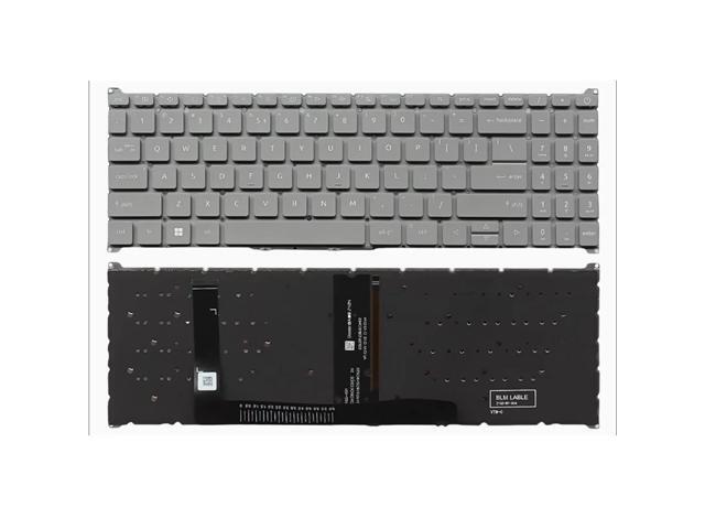 Keyboard for V15, ANV15-51-54KC, ANV15-41, A515-58-48, A715-78, N22Q25, N23C3, and N23Q22 laptops (grey backlit, USA).