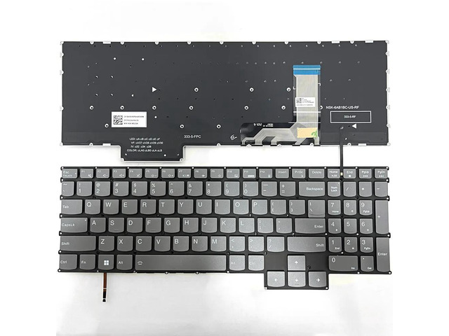 Gray keyboard (US version) with backlighting for Legion Slim 5 16AHP9 16ARP9 16IRX9 16APH8 16IRH8 83DH 83EX 83DG laptops.