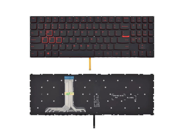 Backlit US-style laptop keyboard (red with backlight) for Y520, Y520-15IKB, Y720, Y720-15IKB, R720, R720-15IKB, Y530, and Y730 models.