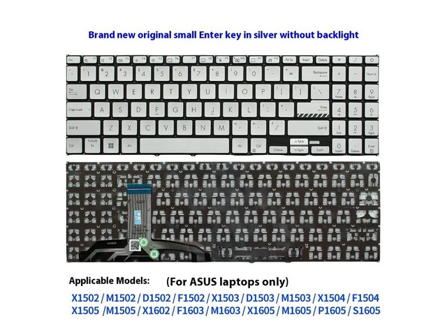 Keyboard for US version Vivobook 15 P1562CV X1603Z X1603ZA K6602Z M1503Q M1603Q X1503ZA X1605V X1502 X1502ZA (silver, no backlight)