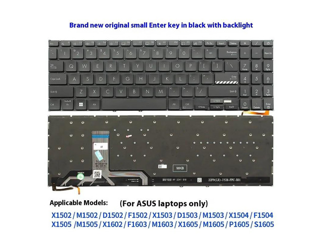 Keyboard (black with backlight) for US version Vivobook 15 P1562CV X1603Z X1603ZA K6602Z M1503Q M1603Q X1503ZA X1605V X1502 X1502ZA laptops.