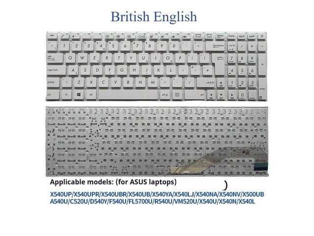 US/Japanese/British/Western/French laptop keyboards (British English) compatible with X540YA, X540NA, X540UA, X540UAR, X540UV, X540UB, X540UP,...