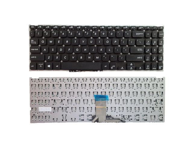 Keyboard for US-spec laptops, compatible with X509, X509B, X509D, X509F, X509J, X509M, X509U, M509, and M509D, in black and silver (Black US).