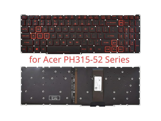 Backlit laptop keyboard for models 300, PH315-52, PH315-53, PH317-53, AN515-43, AN515-54, AN517-51, and AN715-51.