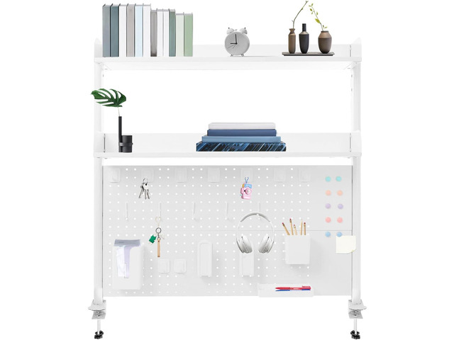Desktop Bookshelf Clamp On Desk Shelf with Each Tier Load Capacity(16.53 Lbs) Multipurpose Clip-On Desk Organiser Desktop Organizer Bookshelf...