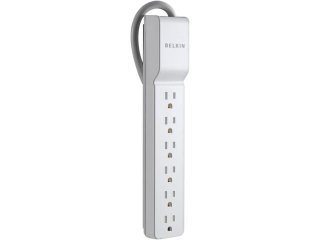6-Outlet Commercial Power Strip Surge Protector with 2.5ft Cord, 555 Joules, White