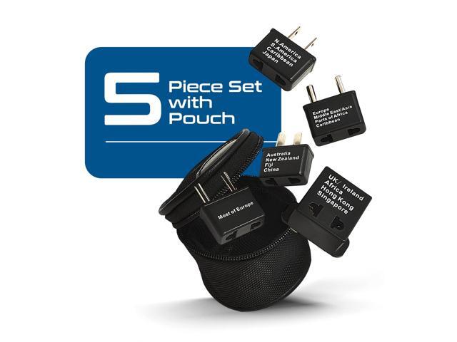 Worldwide Travel Plug Adapter 5 Piece Set, Great for Cell Phones, Battery Chargers, Laptops to Work in Most Countries