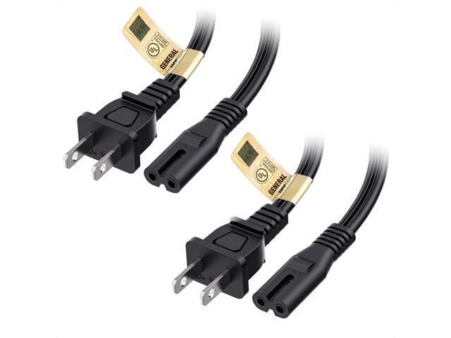 2-Pack 2 Prong TV Power Cord - 6ft, AC Power Cord, Non Polarized (NEMA 1-15P to IEC C7), Compatible with TV PS4 PS5