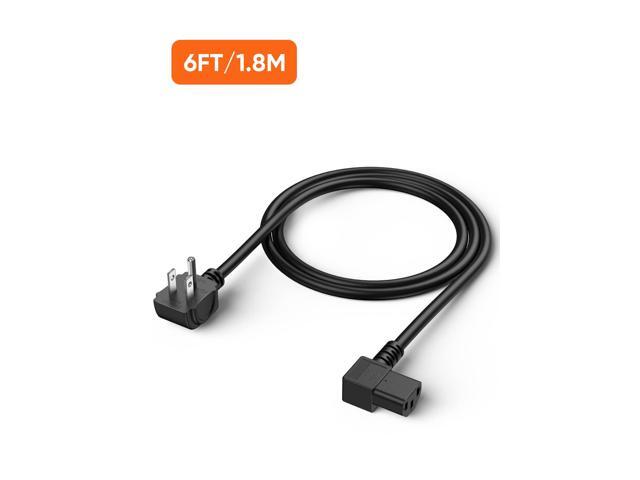 6 Feet 18 AWG Universal Power Cord for NEMA 5-15P Angle Type to IEC320 C13 Angle Type Cable, 1.8M / Black