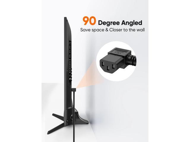 10 Feet 18 AWG Universal Power Cord for NEMA 5-15P Angle Type to IEC320 C13 Angle Type Cable, 3M / Black