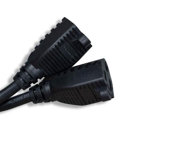 Power Cord Extension & Splitter, NEMA 5-15P to 2× NEMA 5-15R, 13A 125V, Short Extension Splitter, Black