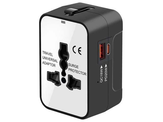 Travel Adapter with PD20W USB-C, Worldwide All in One Universal Travel Adaptor with Dual 3A USB Charging Ports, International Power Plug Adapter...