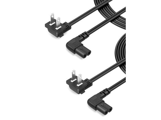 2-Pack 10 Feet Angled 2-Slot Non-Polarized Angle Power Cord (IEC320 C7 to Nema 1-15P), 3M/Black