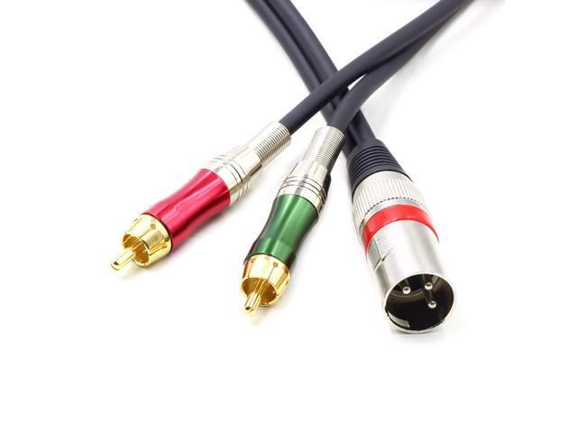 10FT XLR Male to 2 x Phono RCA Plug Adapter Y Splitter Patch Cable, 1 XLR Male 3 Pin to Dual RCA Plug Stereo Audio Cable Connector(3 M)