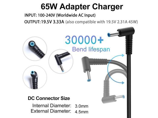65W Laptop Charger Compatible with Pavilion x360 14 15 17, Envy 13 15 X360, Elitebook 840 G5, ProBook Chromebook Stream Series, Spectre 710412-001...