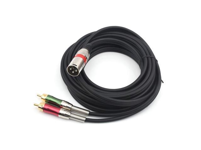 15FT XLR Male to 2 x Phono RCA Plug Adapter Y Splitter Patch Cable, 1 XLR Male 3 Pin to Dual RCA Plug Stereo Audio Cable Connector(4.5M)