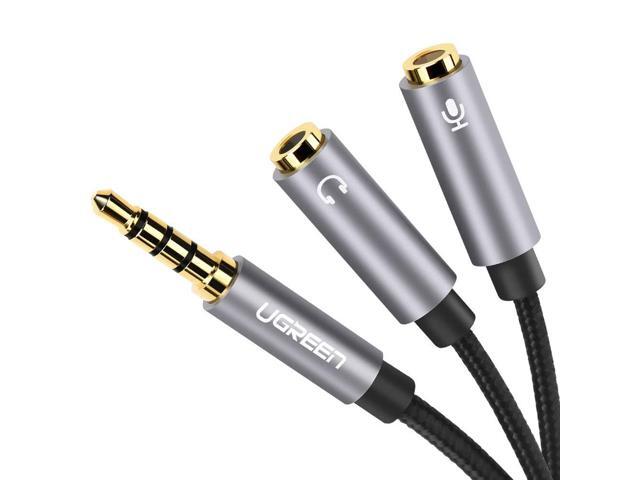 Headphone Splitter 3.5mm 2 Female to 1 Male Mic and Audio Y Splitter TRRS Headset Adapter Cable Stereo Compatible with Switch 2/PS4/PS5 Steam Deck...