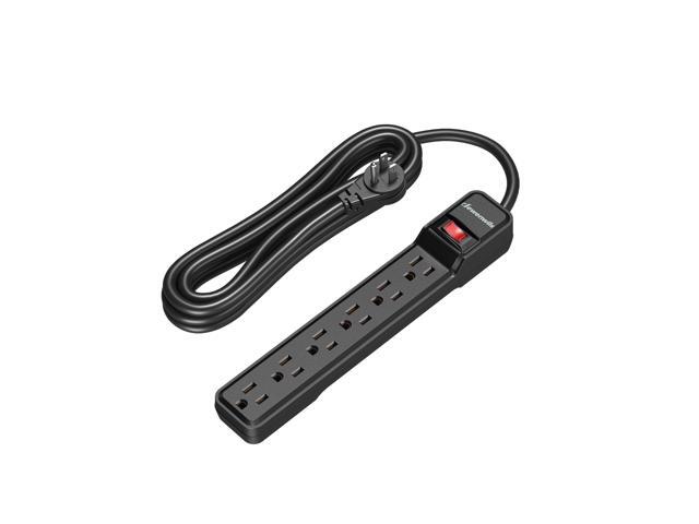 6-Outlet Power Strip Surge Protector, 15FT Long Extension Cord, Low Profile Flat Plug, 15 Amp Circuit Breaker, 500 Joules, Wall Mount, Black, UL...