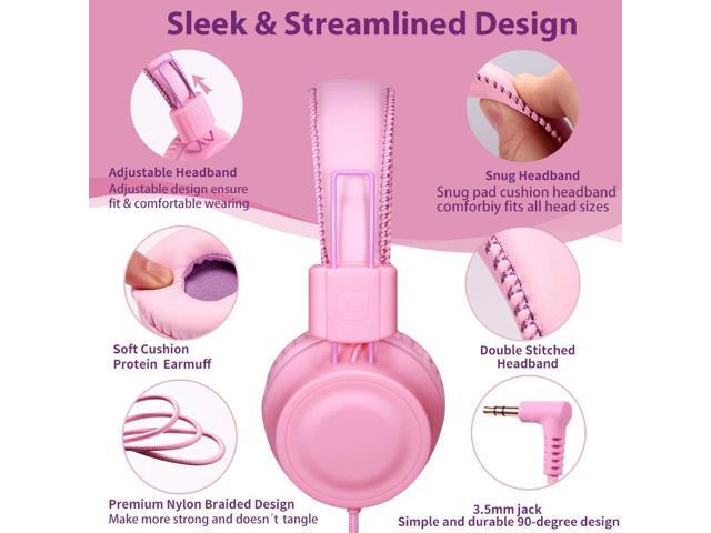 Kids Headphones Wired Headphone, Foldable Adjustable Stereo Tangle-Free, 3.5MM Jack Wire Cord On-Ear Headphone for...