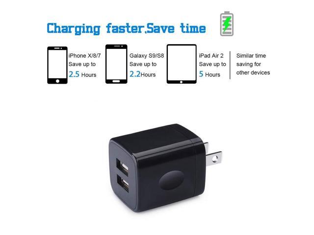 Phone Charger Box, 5Pack 2.1A Dual Port USB Wall Charger Plug Cube Power Adapter for Air 17 16e 16 15 14 13 12 11 XS XR X,iPad, Galaxy A16 S25 S24...
