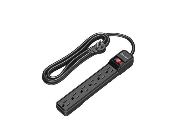 6-Outlet Power Strip Surge Protector with 10 Foot Long Extension Cord, Low Profile Flat Plug, 15 Amp Circuit Breaker, 500 Joules, Wall Mount, UL...