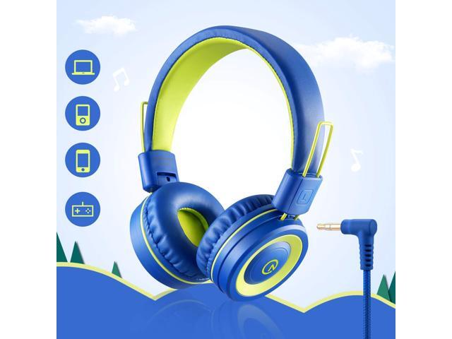 Kids Headphones with Microphone K12 Stereo 5ft Long Cord with 85dB/94dB Volume Limit Wired On-Ear Headset for iPad/Amazon Kindle,...