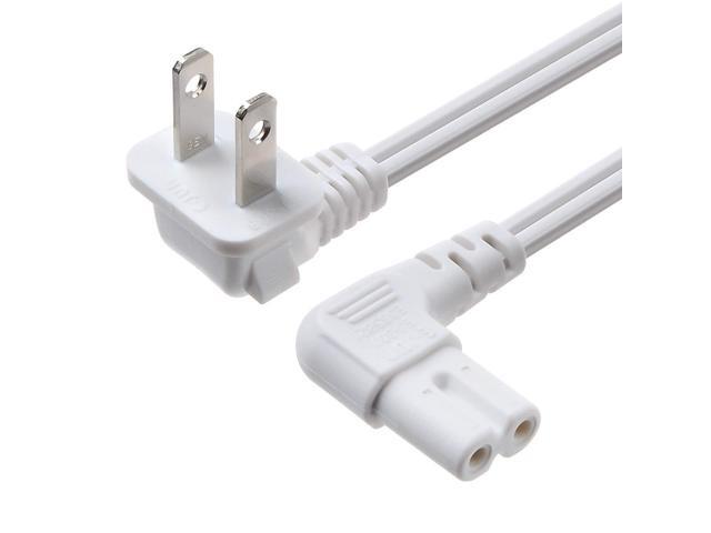 2 Prong Angled 18 AWG Power Cord - NEMA 1-15P to IEC320 C7 Figure 8 Shotgun Connector AC Power Supply Cable Wire Socket Plug Jack for Gaming...
