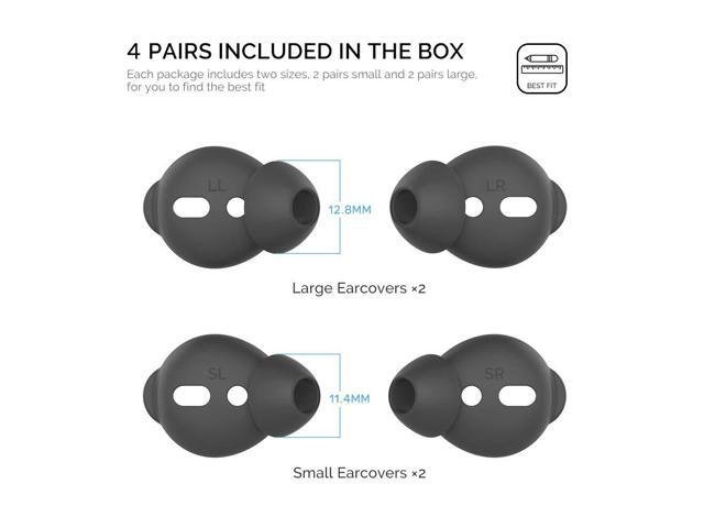 4 Pairs AirPods Ear Tips Silicone Earbuds Cover Compatible with AirPods (2 Pair Large & 2 Pairs Small, Black)