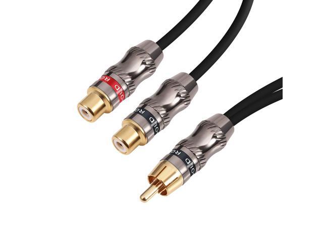 RCA Splitter, RCA 1 Male to 2 Female Cable Adapter, Stereo Audio RCA Y-Cable Heavy Duty, subwoofer Splitter Gold Plated 10' (25 cm)