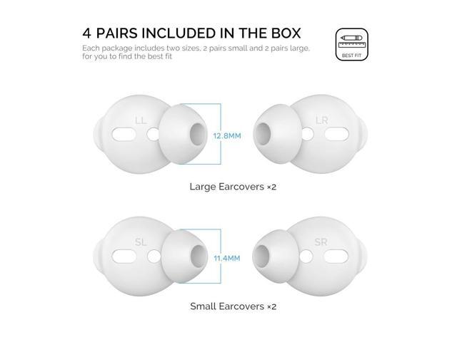 4 Pairs Ear Tips Silicone Earbuds Cover [Not Fit in The Charging Case] Compatible with AirPods (2 Pair Large & 2 Pairs Small, White)