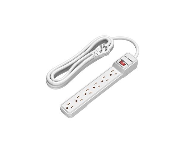 6-Outlet Power Strip Surge Protector, 15FT Long Extension Cord, Low Profile Flat Plug, 15 Amp Circuit Breaker, 500 Joules, Wall Mount, White, UL...