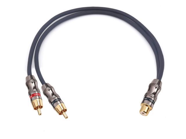 RCA/Phono Splitter Cable RCA Female to Dual Male Gold Plated Adapter, Stereo Audio Y-Cable Heavy Duty (1 Female to 2 Male) 10' (25 cm)