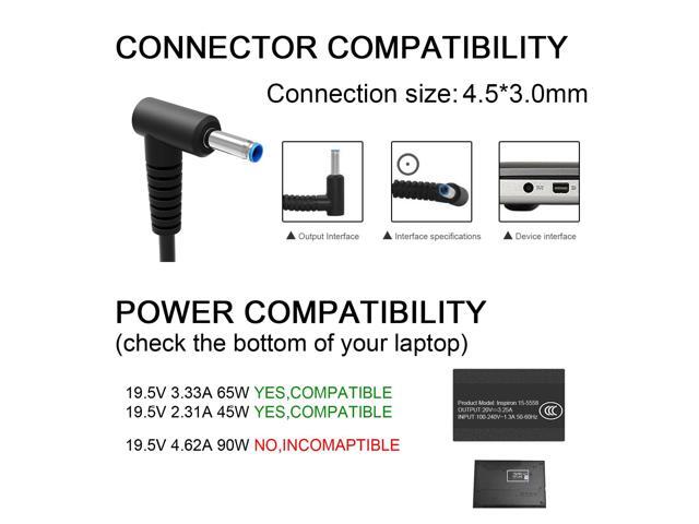 Charger Compatible with Laptop Computer 65W 45W Smart Blue Tip Power Adapter