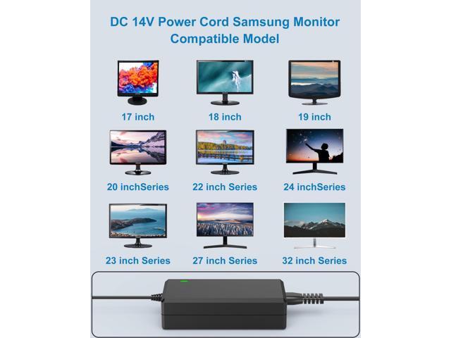 for Monitor Power Cord DC 14V 4A for 32 27' 24' 22' 23' 20' 19' 18' 17' 15 Screen LED LCD TFT Monitor TV Power Supply Cord