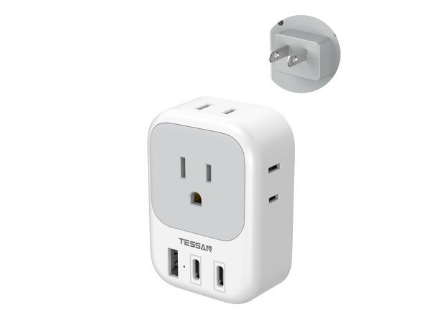 2 Prong to 3 Prong Outlet Adapter US to Japan Plug Adapter with 4 Outlets 3 USB (2 USB-C), Outlet Converter US to Japan China Mexico Philippines...