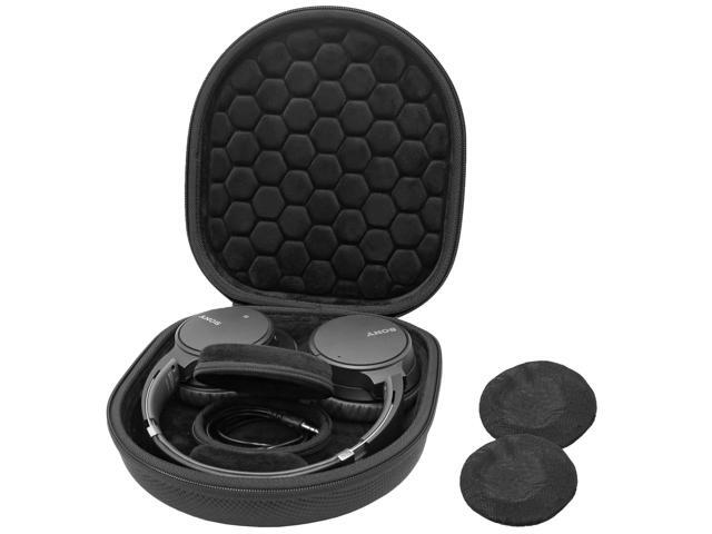 Hard Case for Noise Cancelling Wireless Headphones, Travel Carrying Bag with 2 Dust Covers - Black