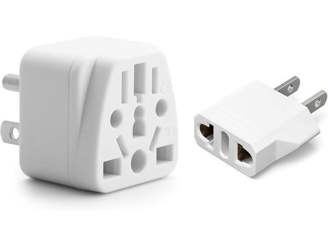 Plug Adapter EU/UK/AU/in/CN/JP/Asia/Italy/Brazil to USA (Type A & B) Travel Adapter and Converter, Wall Outlet Power Charger Converter (White)