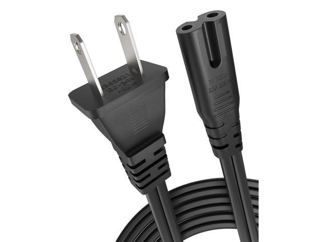 Power Cord 15Ft Cable: 2 Prong AC Wall Plug 2-Slot LED LCD Electronics UN65KS8000FXZA UN40J5200AFXZA 43UH6100 Black