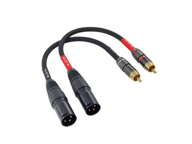 to XLR Cable, XLR Male to RCA Male Audio Adapter Cable, 4N OFC 20AWG Shielded Twisted Pair Oxygen-Free Copper Braid Conductors, 2Pack (8 inches)