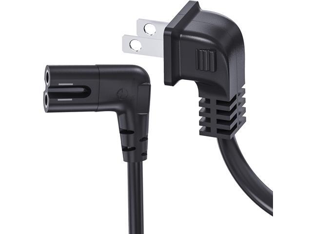 Power Cord Compatible with 6-Feet 90 Degree Angled 2-Prong C7 Tv Cable (UL Listed 18 AWG-Non Polarized)